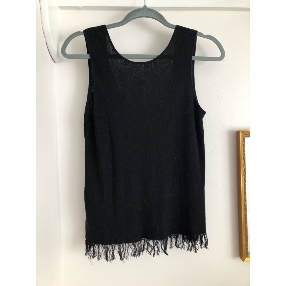 Theory Vendla Knit Fringe Top in Black (highneck)